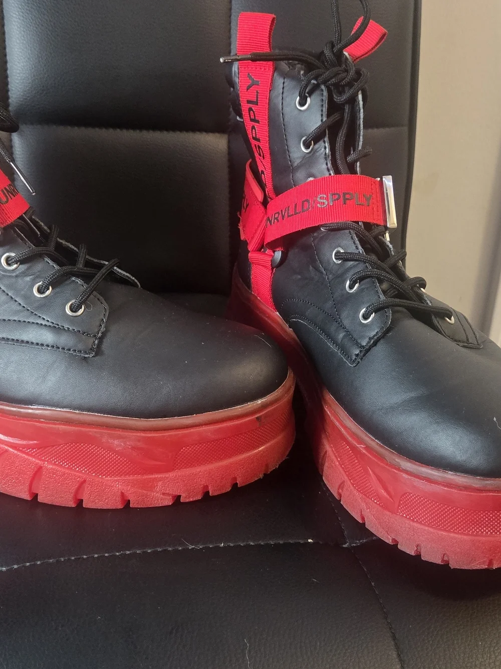 ASOS Black and Red Platform Combat Boots